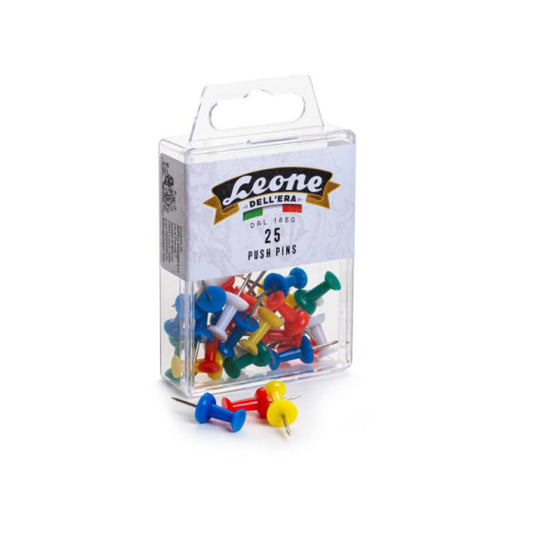 Scatola push pins Leone appendibile colori assortiti - conf. 25 pezzi - APPU