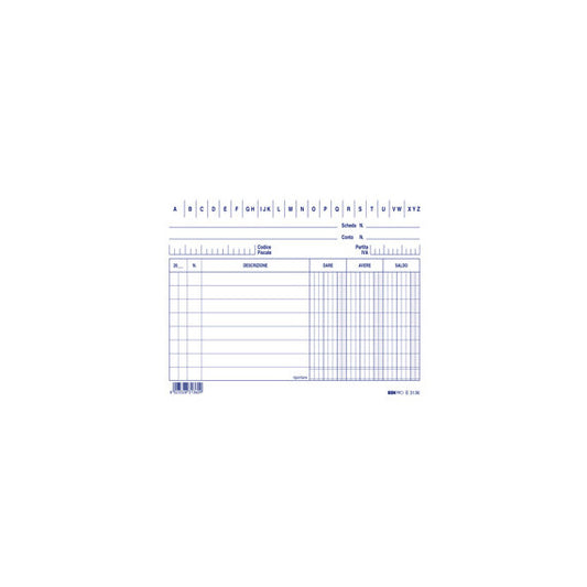 Schede dare/avere/saldo - 10,5 x 10,5 cm - blu - Edipro - conf. 100 pezzi