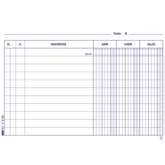 Schede dare/avere/saldo - 10,5 x 10,5 cm - blu - Edipro - conf. 100 pezzi