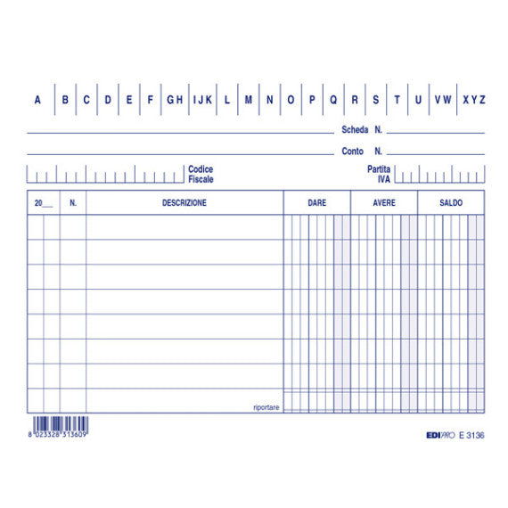 Schede dare/avere/saldo - 10,5 x 10,5 cm - blu - Edipro - conf. 100 pezzi