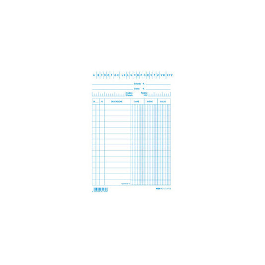Schede dare/avere/saldo -  15 x 10,5 cm - blu - Edipro - conf. 100 pezzi