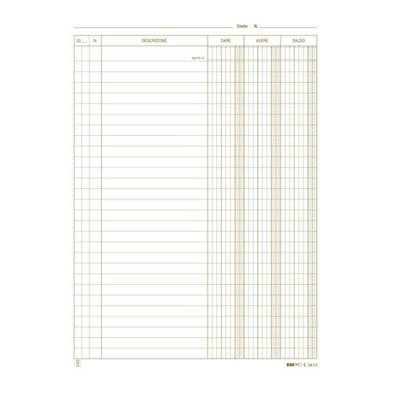 Schede dare/avere/saldo - 24 x 17 cm - verde - Edipro - conf. 100 pezzi