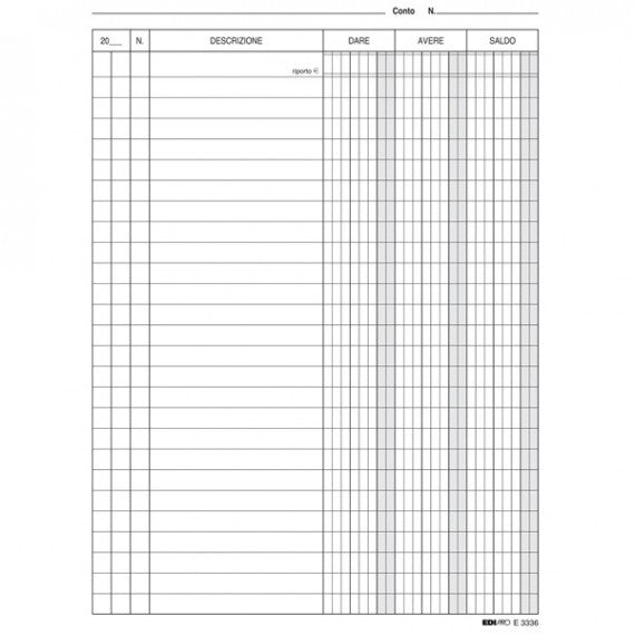 Schede in cartoncino dare/avere/saldo - 21 x 15 cm - Edipro - conf. 100 pezzi
