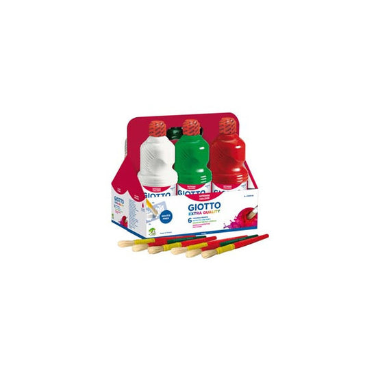 Schoolpack 6 flaconi tempera pronta - 1000ml - colori assortiti - Giotto