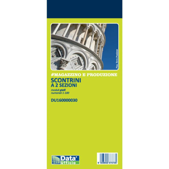 Scontrino colorato a 2 sezioni Data Ufficio blocco 100 copie prenumerate giallo - DU160000030