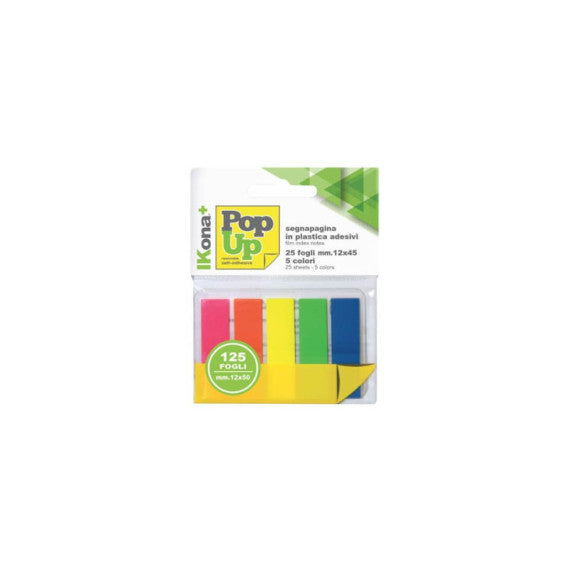 Segnapagina adesivi Ikona 5 pad da 25 ff - colori assorititi - 12x45 mm 11728