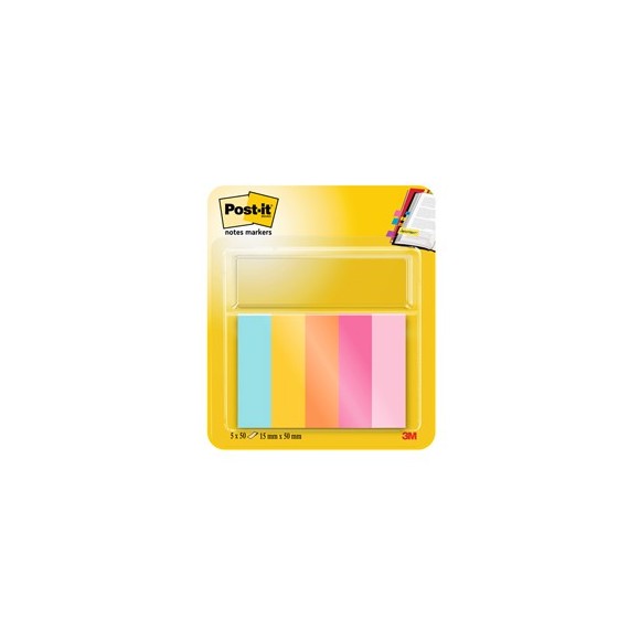 Segnapagina Post it® - 670-5JA-EU - in carta - 12,7 x 44 mm - 5 colori assortiti - Post it® - conf. 250 pezzi