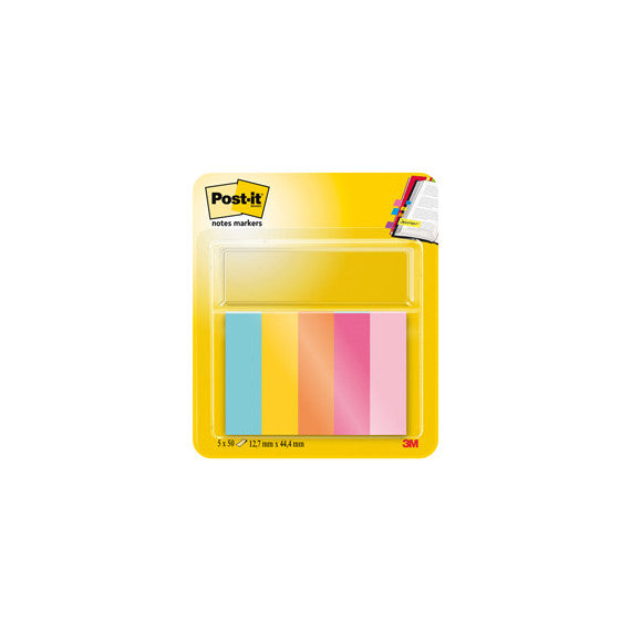 Segnapagina Post it® - 670-5JA-EU - in carta - 12,7 x 44 mm - 5 colori assortiti - Post it® - conf. 250 pezzi