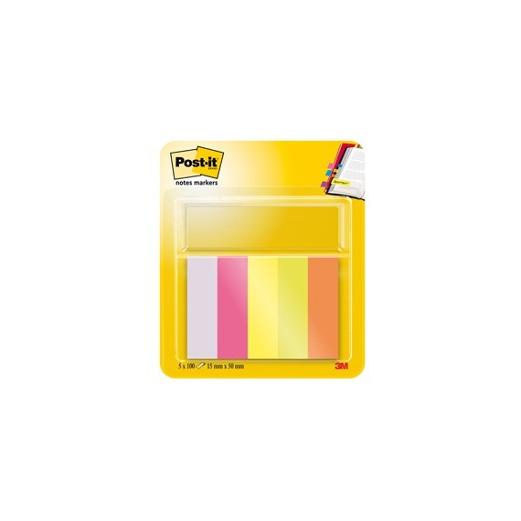 Segnapagina Post it® in carta - 670-5 - 15 x 50 mm - 5 colori Neon - Post it® - conf. 500 pezzi