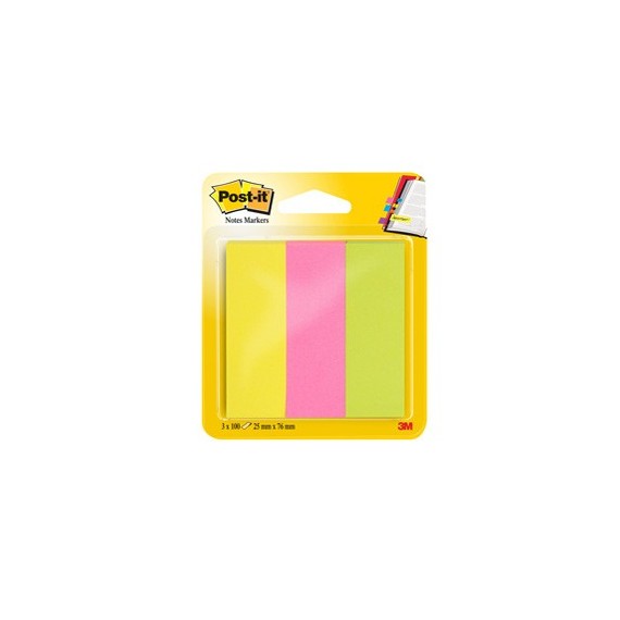 Segnapagina Post it® in carta - 671-3 - 25 x 76 mm - 3 colori Neon - Post it® - conf. 300 pezzi