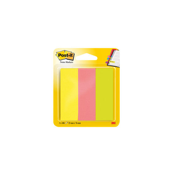 Segnapagina Post it® in carta - 671-3 - 25 x 76 mm - 3 colori Neon - Post it® - conf. 300 pezzi