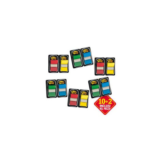 Segnapagina Post it® Index Medium - 680 - 4 colori classici - Value pack 10+2 (dispenser da 50 segnapagina ciascuno)