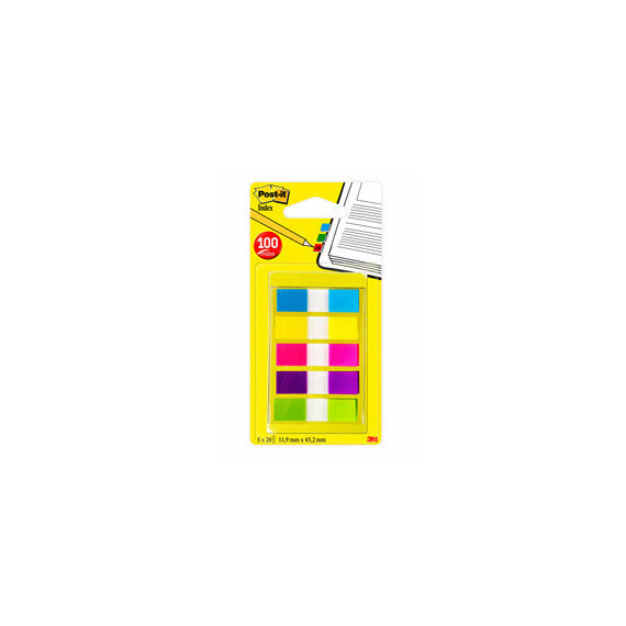 Segnapagina Post it® Index Mini - 683-5CBEU - 12 x 43,1 mm - 5 colori vivaci - Post it® - conf. 100 pezzi
