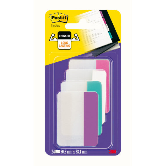Segnapagina Post it® Index Strong - 686-PWAV - per archivio - 50,8 x 38,1 mm - rosa/bianco/turchese/viola - Post it® -