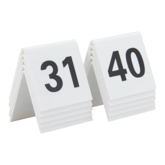 Segnaposto Securit® in acrilico rigido numeri da 31 a 40 bianco set da 10 pezzi - TN-31-40-WT