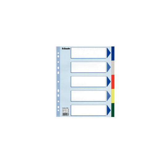 Separatore - 5 tasti colorati - PP - A4 maxi - 24,5x29,7 cm - multicolore - Esselte