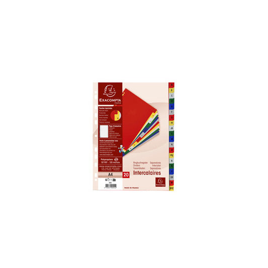 Separatore alfabetico A/Z - PPL - A4 - colori assortiti - Exacompta