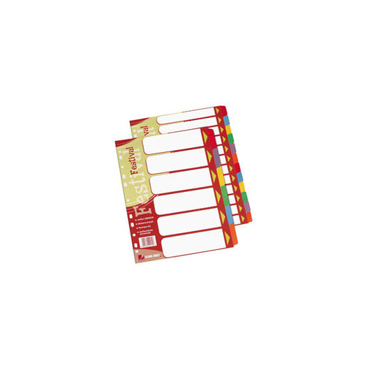 Separatore Festival - 12 tasti neutri colorati - cartoncino 140 gr - A4 - multicolore - King Mec