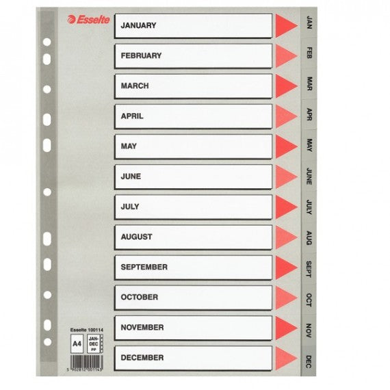 Separatore mensile Gen/Dic - PPL - A4 - grigio - Esselte