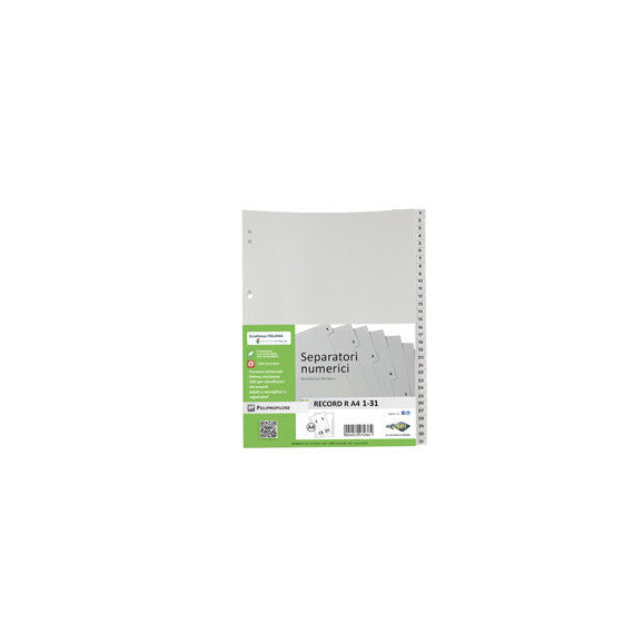 Separatore numerico 1/31 Record R - PPL - 21 x 29,7 cm - A4 - grigio - Sei Rota