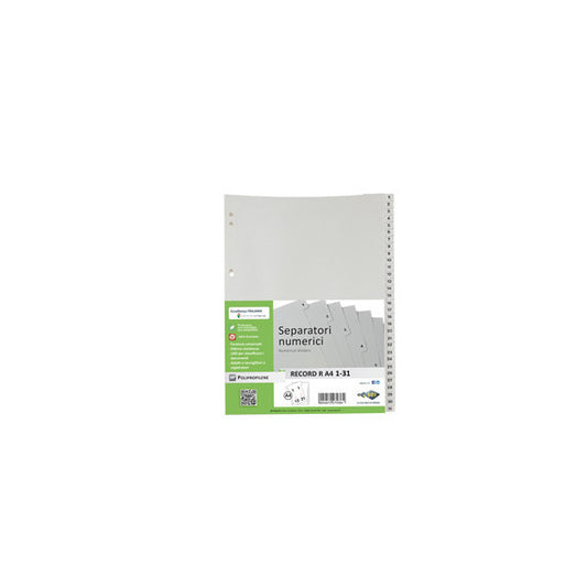 Separatore numerico 1/31 Record R - PPL - 21 x 29,7 cm - A4 - grigio - Sei Rota