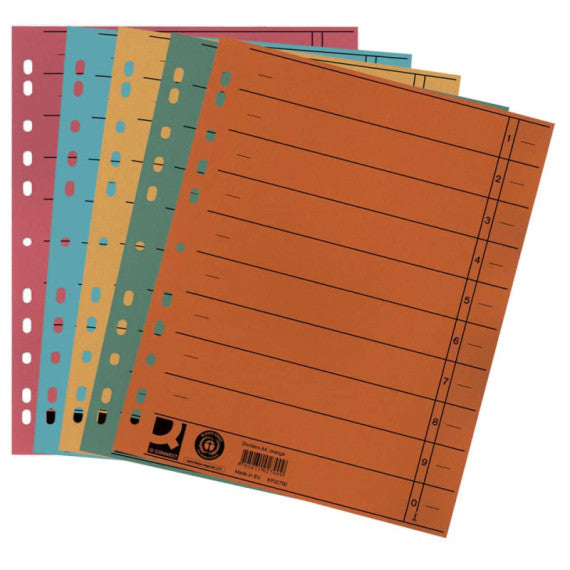 Separatore per archivio con perforazione universale Q-Connect 24x30 cm 230 g/m² assortiti  conf. da 100 - KF00642