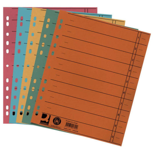 Separatore per archivio con perforazione universale Q-Connect 24x30 cm 230 g/m² assortiti  conf. da 100 - KF00642