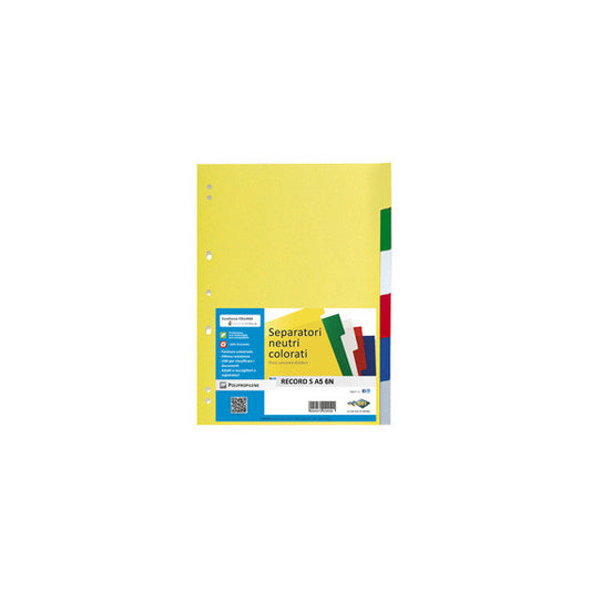 Separatore Record S - 6 tasti - PPL - 15 x 21 cm - A5 - multicolore - Sei Rota