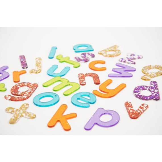 Set 26 lettere dell'alfabeto Commotion TickiT - acrilico trasparente nei colori dell'arcobaleno glitterate - 72433