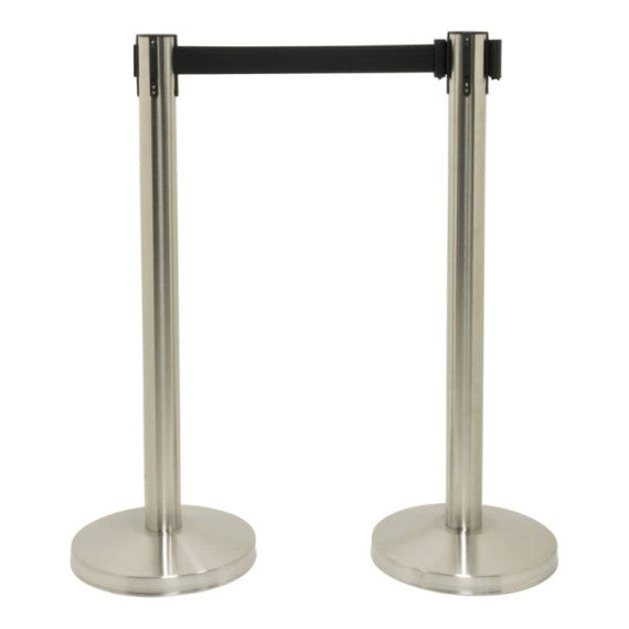 Set di 2 colonne segnapercorso Securit® 93x33x33 cm nastro retrattile nero 210 cm acciaio inox  grigio-nero RS-RT-LW-CH