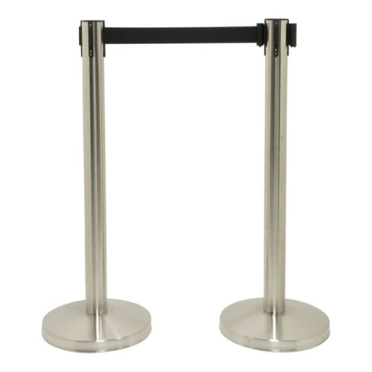 Set di 2 colonne segnapercorso Securit® 93x33x33 cm nastro retrattile nero 210 cm acciaio inox  grigio-nero RS-RT-LW-CH
