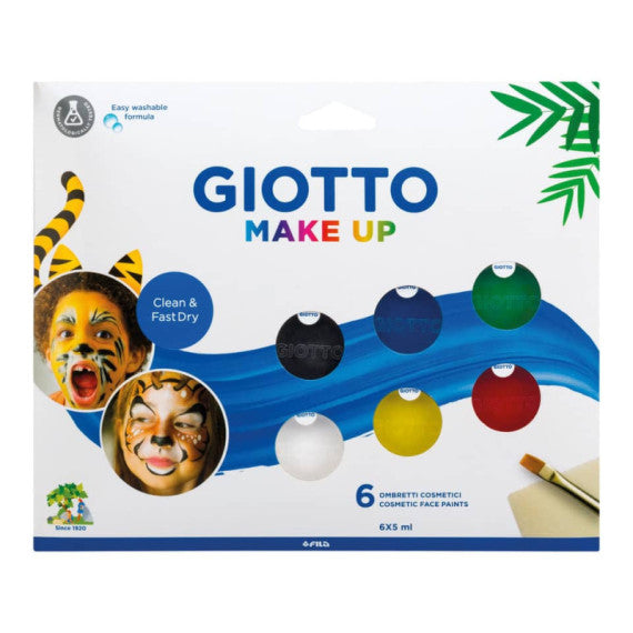 Set di 6 ombretti cosmetici GIOTTO Make Up bianco, rosso, nero, giallo, verde, blu 476200