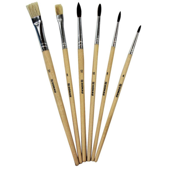 Set di pennelli scolastici Donau conf. 6 pz naturale 330227