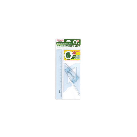 Set disegno per mancini - riga 30cm - squadre 45/60gradi  - Arda