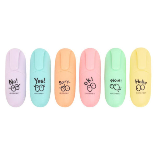 Set mini evidenziatori Q-Connect colori assortiti pastello - conf. 6 pezzi - KF17419