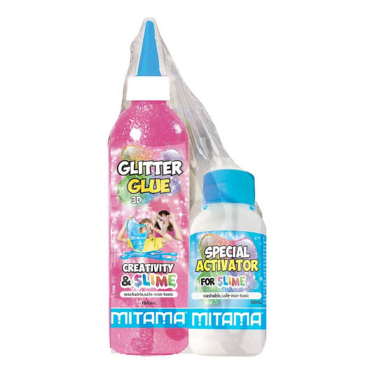 Set Mitama Slime&Creativity glitter/Metal Glue 3D - 1 colla 18 m + 1 attivatore 68 ml - colori metal 62882