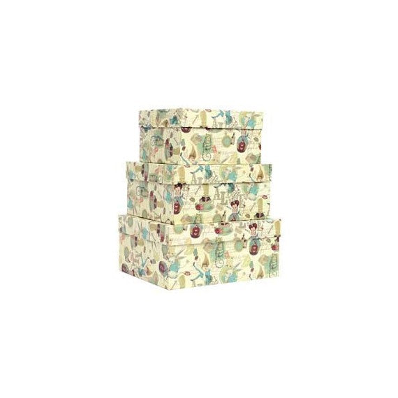 Set scatole regalo grandi - dimensioni assortite - fantasia Alice - Kartos - conf. 3 pezzi