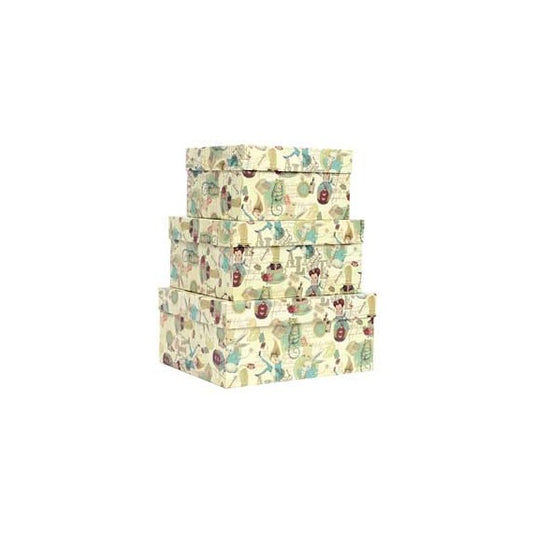 Set scatole regalo grandi - dimensioni assortite - fantasia Alice - Kartos - conf. 3 pezzi