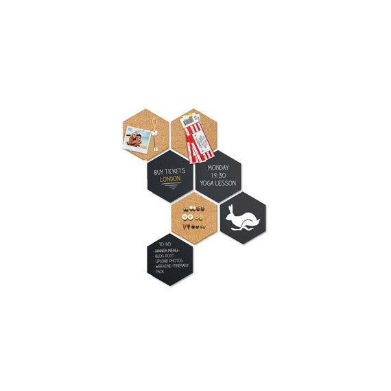 Set Wall Hexagon - lavagne nere e bacheche in sughero esagonali - Securit