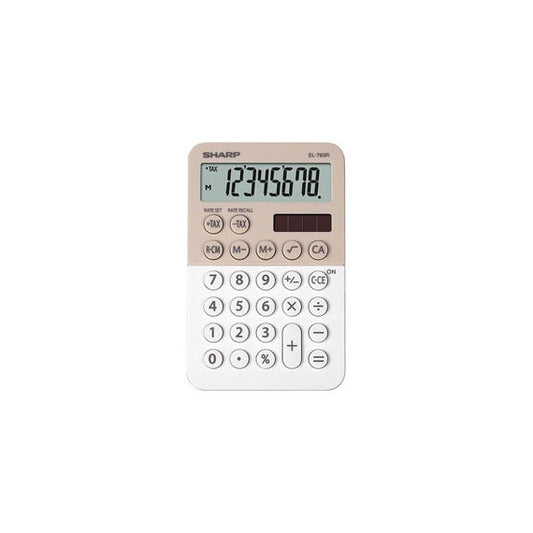 Sharp - Calcolatrice tascabile EL 760R - 8 cifre - beige/bianco - EL760RBLA