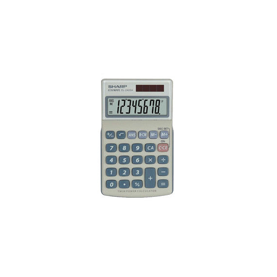 Sharp - Calcolatrice tascabile - EL240SAB Bianco/Grigio - 8 cifre