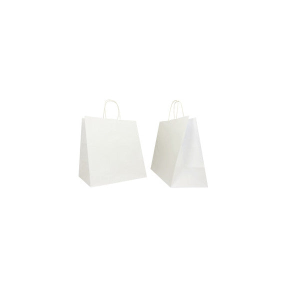 Shopper Large - maniglie cordino - 32 x 20 x 33 cm - carta kraft - bianco - Mainetti Bags - conf. 25 pezzi