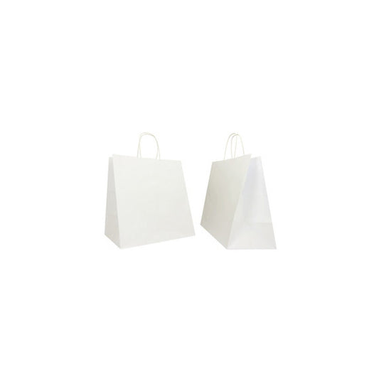 Shopper Large - maniglie cordino - 32 x 20 x 33 cm - carta kraft - bianco - Mainetti Bags - conf. 25 pezzi
