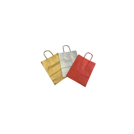 Shopper - maniglie cordino - 22 x 10 x 29 cm - carta kraft - mix Natale - Mainetti Bags - conf. 25 pezzi