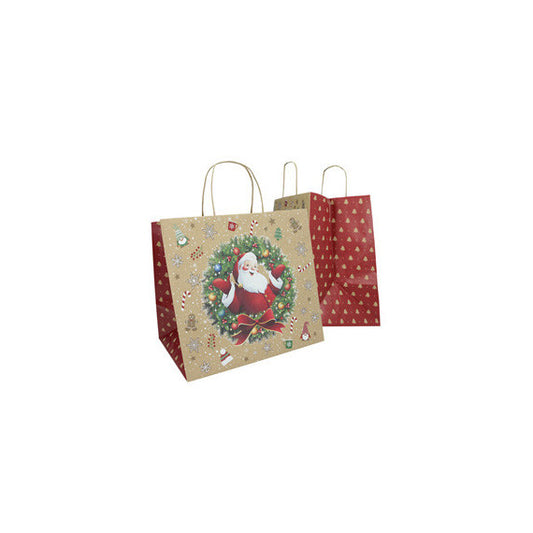 Shopper - maniglie cordino - 35 x 22 x 32 cm - carta biokraft - Big Santa - Mainetti Bags - conf. 15 pezzi