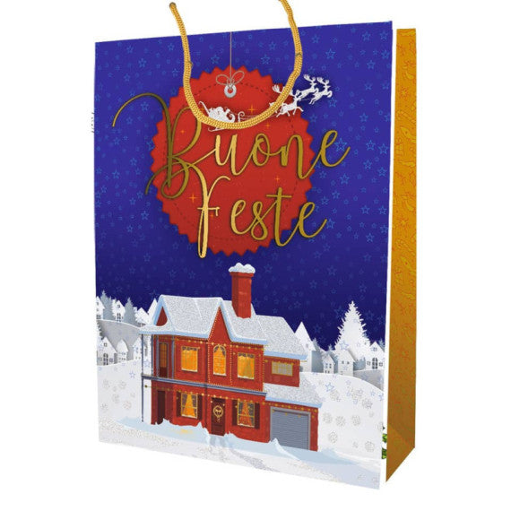 Shopper Natalizia Biembi Premium ''Buone feste'' - conf. 6 pezzi - 33x46x13,5 cm - BXS202P11D