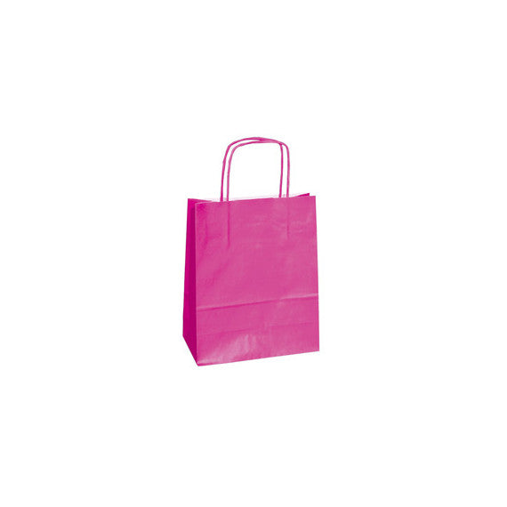 Shopper Twisted - maniglie cordino - 14 x 9 x 20 cm - carta kraft - magenta - Mainetti Bags - conf. 25 pezzi