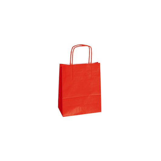 Shopper Twisted - maniglie cordino - 14 x 9 x 20 cm - carta kraft - rosso - Mainetti Bags - conf. 25 pezzi