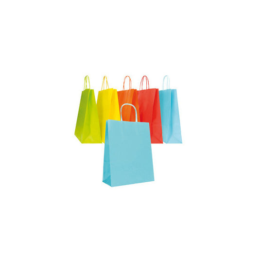 Shopper Twisted - maniglie cordino - 18 x 8 x 24 cm - carta biokraft - colori assortiti primavera/estate -  Mainetti Bag