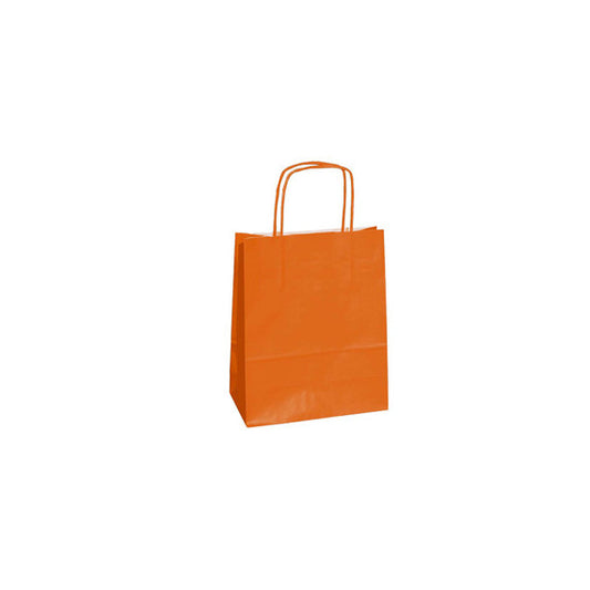 Shopper Twisted - maniglie cordino - 18 x 8 x 24 cm - carta kraft - arancio - Mainetti Bags - conf. 25 pezzi